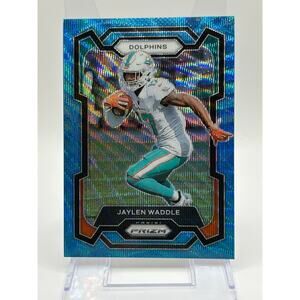 2023 Panini Prizm Jaylen Waddle Blue Wave Refractor 156/199 SP Dolphins Broncos